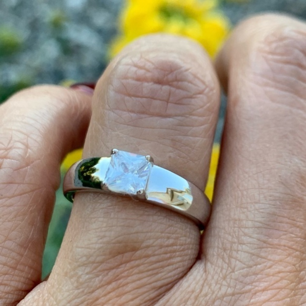0.50ct Sterling Silver Princess Engagement Ring
